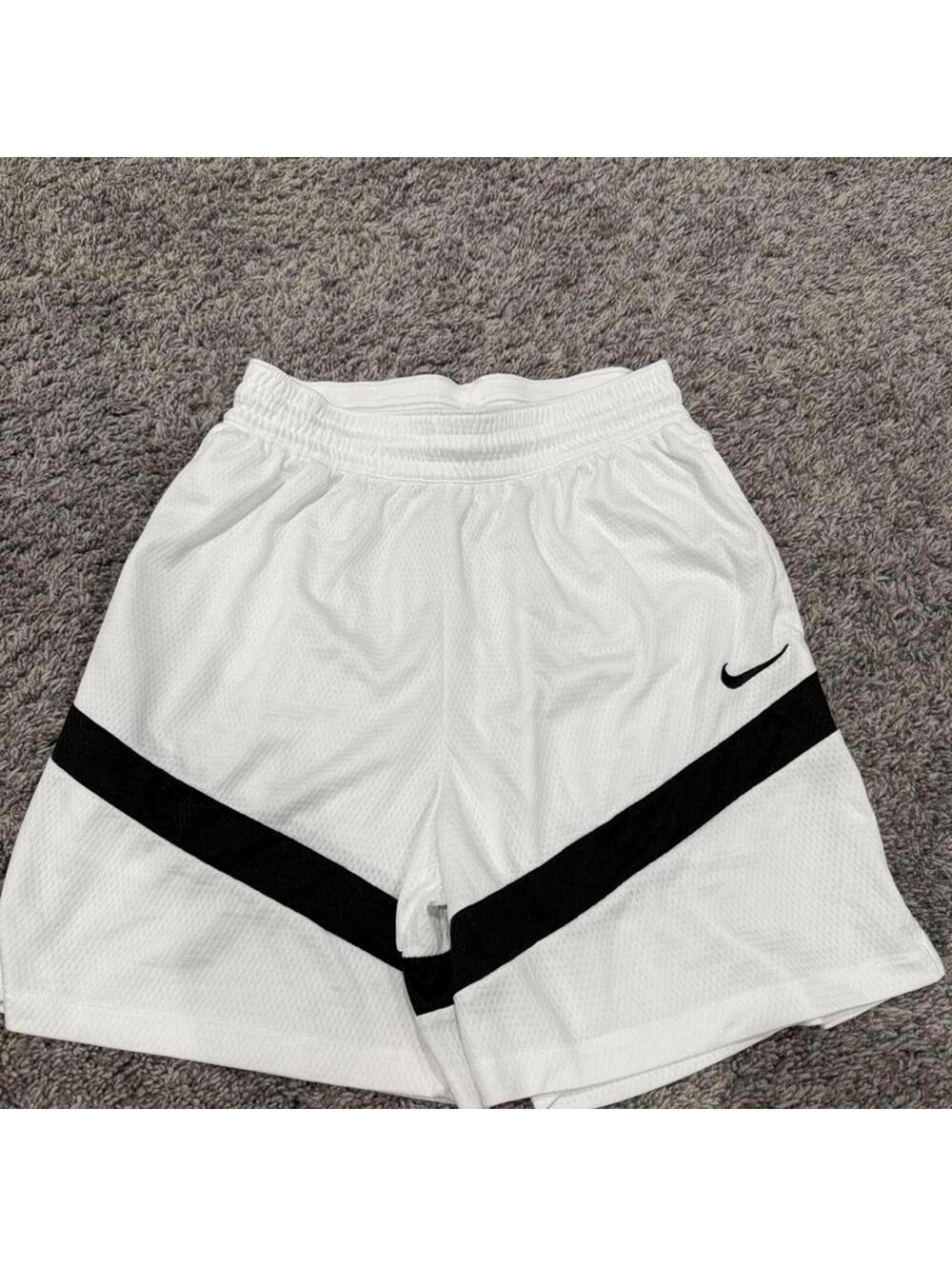 Nike Dri-Fit White Athletic Shorts with Black Stripe